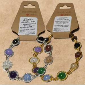 PULSEIRA ANCESTRAL - 8 CHAKRAS - CÍRCULOS DE LUZ NOVA ERA (C/ PEDRAS SEMI-PRECIOSAS)